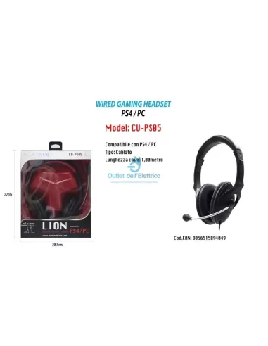 Casque filaire Lion CU-PS05 avec microphone pour jeux PS4/PC